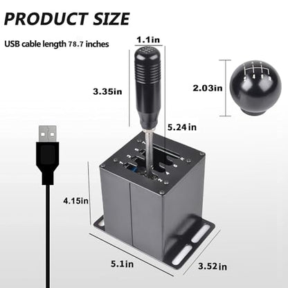 CNRAQR PC USB Simulator Shifter 7+R H Gear Shifter with L Shape Clamp Set Gear shift PC Windows Steering Compatible with G29/G27/G25, T300RS/GT Wheel - color: 7R+L Shape Clamp