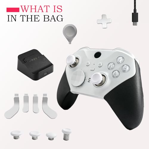 KanKanGou Customised Elite Series 2 Controller-Snow White,Compatible for Xbox Elite Series 2 Controller, Gaming Controller Compatible With Xbox Series S/X, Xbox One S/X, With Accessory Bag - color: Snow White