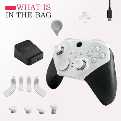KanKanGou Customised Elite Series 2 Controller-Snow White,Compatible for Xbox Elite Series 2 Controller, Gaming Controller Compatible With Xbox Series S/X, Xbox One S/X, With Accessory Bag - color: Snow White