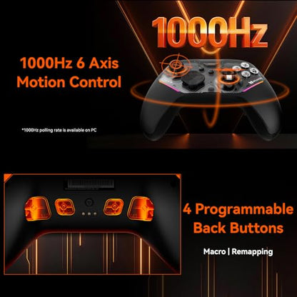 BIGBIG WON Storm(Gale2) Wireless PC Controller, Bluetooth Gaming Controller 2000Hz Polling Rate, Near-Zero Latency, TMR Sticks, Hall & Micro-switch Triggers, 16 Mechanical Buttons, 4 Customizable Back Paddles, for Windows PC/Switch 2/Switch/Android/IOS -