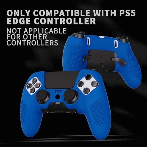 PlayVital 3D Studded Edition Anti-Slip Silicone Cover Case for ps5 Edge Controller, Soft Rubber Protector Skin for ps5 Edge Wireless Controller with 6 Thumb Grip Caps - Blue - color: Blue
