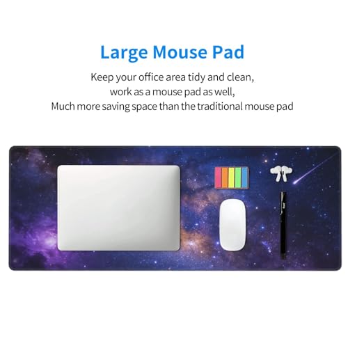 Large Gaming Mouse Pad Desk Mat, Purple Galaxy Nubula Extended Keyboard Mouse Pad Mousepad with Non-Slip Base and Stitched Edge Mouse Mat Desk Pad Mouse Pads for Desk Home Office, 31.5 x 11.8 - color: Purple Galaxy 02