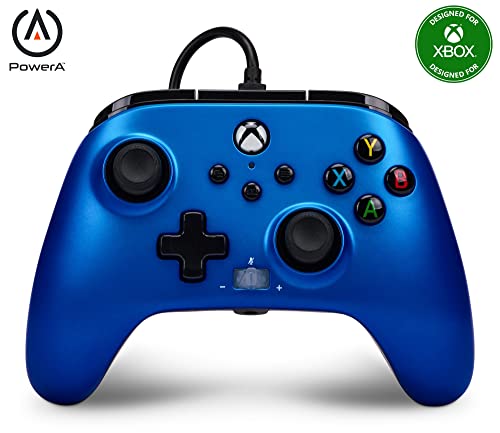 PowerA Enhanced Wired Controller for Xbox Series X|S - Sapphire Fade, gamepad, wired video game controller, gaming controller, Xbox Series X|S, Officially Licensed for Xbox - color: Sapphire Fade