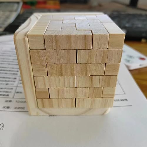 Wooden Brain Teaser Puzzles Box Brain Teasers Wooden Puzzle T-Shaped Geometric Intellectual Jigsaw Logic Cube Puzzles Mind Games for Kids and Adults - color: Original