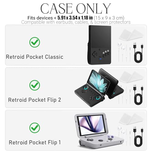 worfty Case for Retroid Pocket Classic/ Retroid Pocket Flip 2 Retro Game Console - Hard Travel Protective Carrying Storage Bag (Black) - color: Black