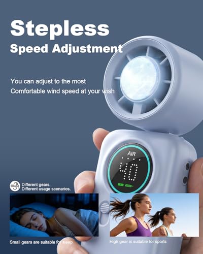 Handheld Turbo Fan with Ice Cooling, 20000 RPM Personal Fan with Stepless Speed, 6000mAh Rechargeable Up to 20H, LED Display Mini Fan for Office Desk Home Watching Game Outdoor Travel - color: Blue