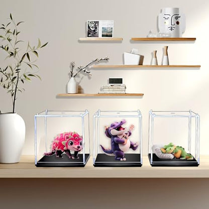 Clear Geodes Rocks Display Case,Minifigure Display Case Single Plastic Small Action Figure Storage Box for Small Collectibles Tabletop Decor (3*3*3in) - size: 3*3*3in