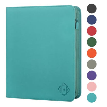 Premium Card Binder 12 Pocket for 720 Pockets Trading Card Binder, PU Zipper Card Collection Album, Sturdy Side-Loading Card Book Holder for MTG, TCG, Game Cards, Sports Cards - color: 12 Cyan