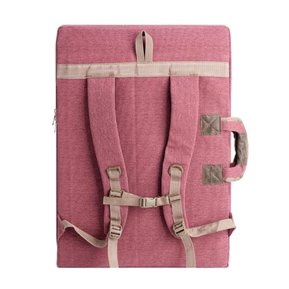 TRANSON Art Portfolio Case Artist Backpack Canvas Bag Large 26” x 19.5” - color: Brownish Red