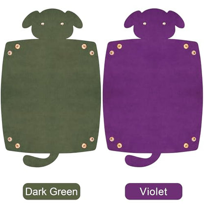 SIQUK 2 Pieces Dog Dice Rolling Tray Folding Dice Mat Trays PU Leather Scroll Dices Holder Storage for D&D RPG Games (Dark Green, Violet) - color: Dark Green, Violet