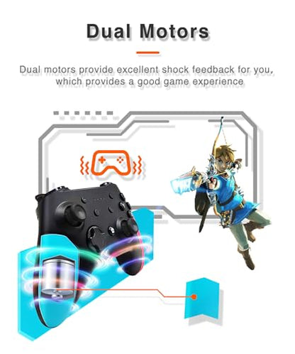 Wireless Switch Pro Controller for Nintendo Switch with Adjustable Turbo Function,Dual Vibration Function,Gyro 6-Axis and High Battery Life. Remote Gamepad Joystick for Switch Console, Red&Blue