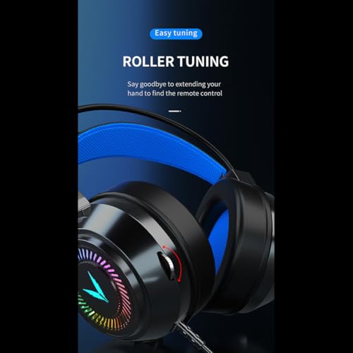 TEHAUX Wired Over-Ear Gaming Headset with Mic, 7.1 Surround Sound PC Headphones, Soft Ear Pads, Black, 3.5mm Jack for Professional Gamers