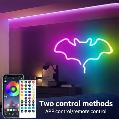 LED Neon Rope Lights 32.8FT,IP65 Waterproof LED Strip Lights, Music Sync LED Lights with Remote and APP Control,24V RGB LED Rope Lights for Bedroom,Holiday Decoration（with Snap &Screws） | Music Sync LED Lights with Remote and APP Control,RGB LED Rope Ligh