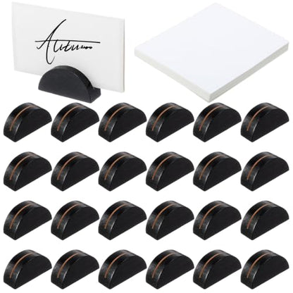 Colingmill 24 Pcs Wooden Table Number Stands with Tented Cards,Black, White | Wedding Table Name Holder Semicircular Design Place Card Holders for Retail Shop Wedding Party Events - color: Black, White