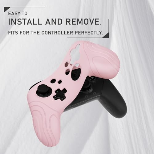 PlayVital Samurai Edition Ergonomic Silicone Skin Protective Case for Nintendo Switch Pro Controller, Soft Anti-Slip Switch Pro Controller Grip Protector with Thumb Grips - Cherry Blossoms Pink - color: Cherry Blossoms Pink