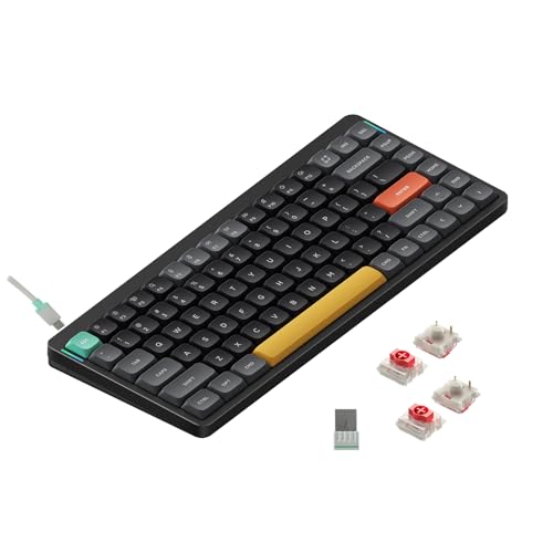 nuphy Air75 V2 Portable 75% Mechanical Keyboard,Wireless Keyboard,Supports Bluetooth/2.4G/USB-C RGB Bluetooth Keyboards,Compatible with Windows/Mac OS/Linux Systems-Gateron Red Switch - color: Black, size: Gateron Red Switch
