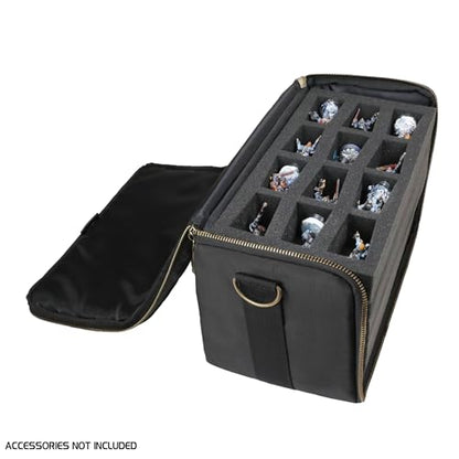 ENHANCE Wide Base Miniature Satchel - Compact Storage & Carrying Case for DnD Miniatures with Strap, 3 Foam Trays (2 Pre-Cut and 1 Pick & Pluck Tray) - Fits Minis 25mm to 40mm (Small - Wide Base) - size: Small (25 Slots), style: Wide Base Minis