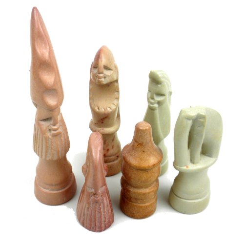 Global Crafts Maasai Tribe Soapstone Chess Set - Hand Carved Chess Board - Ages 6+ - size: 14 Inch