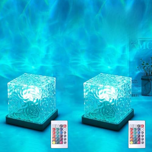 Ocean Wave Projector Light, 16 Color RGB Shower Lamp with Remote, 3D Water Ripple Night Light for Kids Room, Meditation, Yoga, Home Decor(2 Pcs) - color: Green