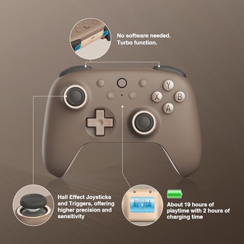 8Bitdo Ultimate 2C Wireless Controller for Windows PC and Android, with 1000Hz Polling Rate, Hall Effect Joysticks and Hall Triggers, and Remappable L4/R4 Bumpers (Brownie) - color: Brownie