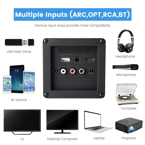 Powered Bookshelf Speakers for Turntable Vinyl Record Player | 40W*2, 4 Inch Woofer, Optical/ARC/RCA/BT/AUX Wired & Wireless Input, Desktop HiFi Stereo Sound Active Speakers for TV PC - size: 4 Inch Woofer