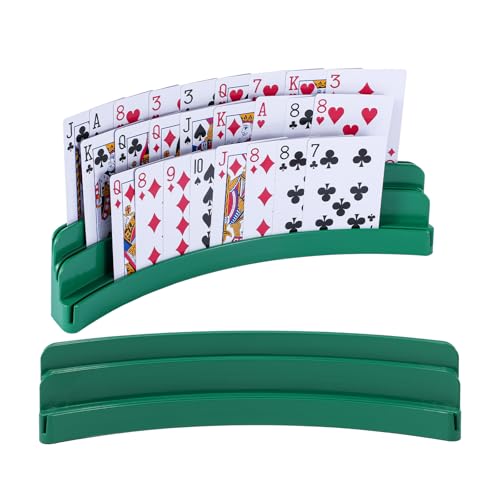3-Layer Plastic Playing Card Holder for Kids Adults Seniors, Little Hands Card Game Holder with Non-Slip Base – Game Night Ldeal Accessories for Arthritis - color: green, size: 2PCS