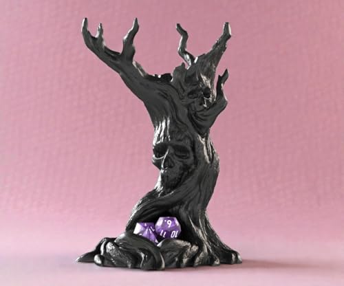 Darkwood Dice Tower for DND, Haunted Tree Skull Dice Tower with Tray, Dark Fantasy Dice Tower for Tabletop RPG Games, Dungeon Master Gift, Dungeons & Dragons Accessories (Obsidian Black)