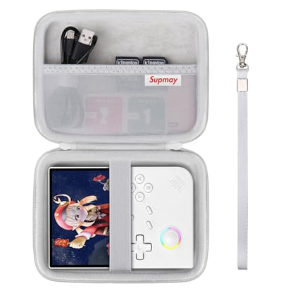 Supmay Hard Carrying Case for G350/RG35XX Pro/RG40XXV/RG405V/RG406V Retro Handheld Game Console, Retro Game Travel Storage Holder with Mesh Bag for SD Card, USB Charging Cable, User Manual, Grey - color: Grey