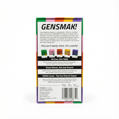 GENSMAK! Trivia Party Game for Adults & Families Multi-Generational Trivia Card Game for Game Night Funny Trivia with Hints 2-8+ Players Ages 10+