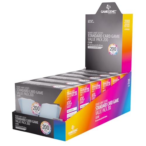 Gamegenic Prime Sleeves Standard Card Game-Size Value Pack 200 | 100 Microns Extra Clear Card Protectors, Bulk 200 Count Set, 66x91 mm, Acid-Free and No PVC