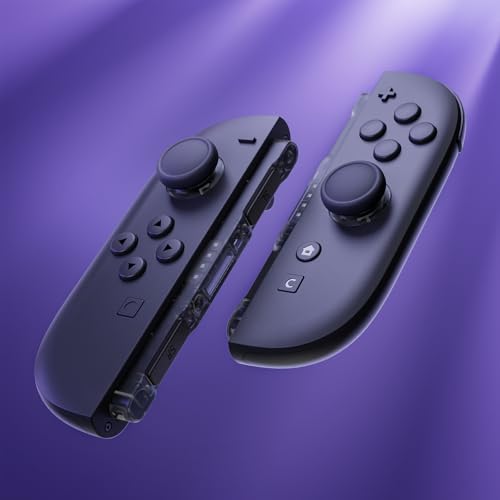 eXtremeRate Replacement 3D Joystick & Thumb Grips & Side Rail Shell Buttons for Nintendo Switch 2 JoyCon, Console Rail Stickers Left Right Analog Stick Thumbsticks Cap for Switch 2 - Clear Slate Black - color: Clear Slate Black