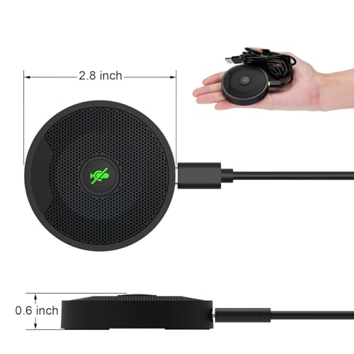 USB Microphone for PC, Computer Mic with Mute Button, Plug & Play | Noise Cancelling, 360° Omnidirectional Pickup, Conference Calls, Video Conference, Laptop, USB Connector,Table Mic