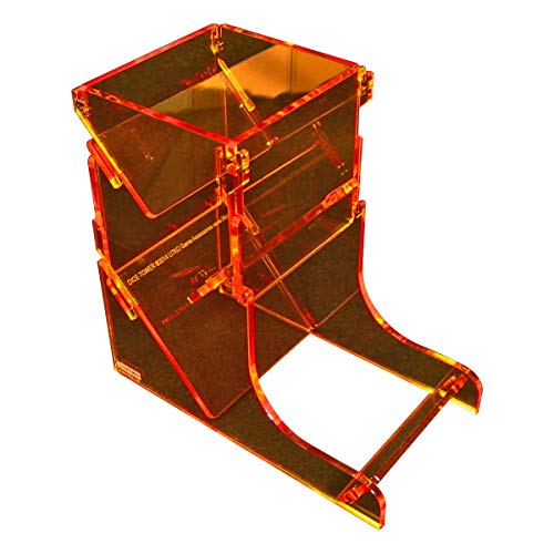 LITKO Dice Tower | TTRPG & Board Games | Fluorescent Amber | Contains rolls, no dice off the table | Fits 16-25mm D6 & polyhedral sets | 5in tall | Laser-cut acrylic | Assembly required - color: Fluorescent Amber