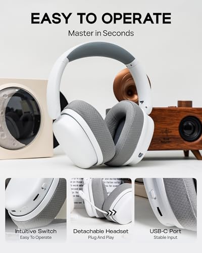 EPOMAKER X Aula G7 Pro Wireless Gaming Headset, Dual Mode BT5.3 & 2.4GHz | 7.1 Surround Sound, 80+ Hour Battery, RGB Light, with Noise Canceling Mic for PS5, PS4, Switch, PC (White) - color: White