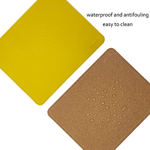 MelVan PU Leather Mouse Pad with Stitched Edge, Wood Mousepad, Waterproof Gaming Mouse Pad Mat for Computers, Laptop, Office & Home, 10.2" x 8.3", 1 Pack (Yellow) - color: Yellow