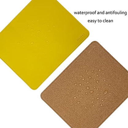 MelVan PU Leather Mouse Pad with Stitched Edge, Wood Mousepad, Waterproof Gaming Mouse Pad Mat for Computers, Laptop, Office & Home, 10.2" x 8.3", 1 Pack (Yellow) - color: Yellow