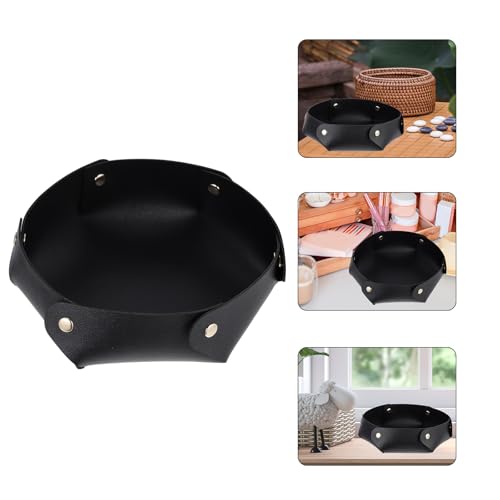 PU Foldable Dice Tray Desktop Storage Tray Large Black Dice Holder Portable Tabletop Sundries Organizer for Board Game Accessories
