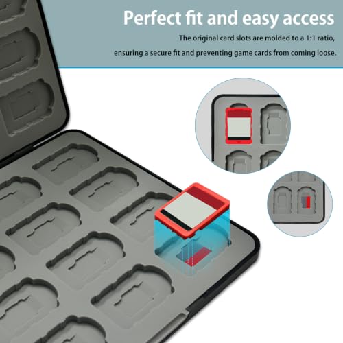ONETIAOLONG Switch Game Case Holder for Switch 2 & OLED & Lite with 32 Cartridge Slots and 32 Micro SD Card Storage with Magnetic Closure,Protective Hard Shell for Easy carrying (Black, 32-slots) - size: 32-slots