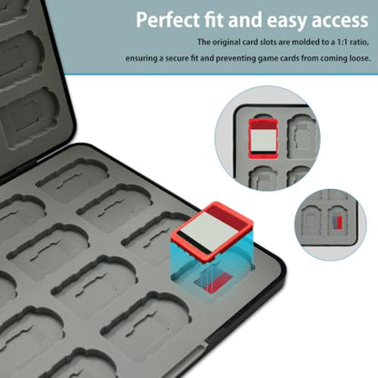 ONETIAOLONG Switch Game Case Holder for Switch 2 & OLED & Lite with 32 Cartridge Slots and 32 Micro SD Card Storage with Magnetic Closure,Protective Hard Shell for Easy carrying (Black, 32-slots) - size: 32-slots