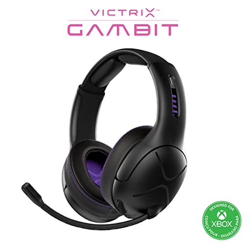 Victrix Gambit Black Wireless and Wired Gaming Headset with Mic - Microsoft Xbox One, Series X|S, PC - Esports-Ready Pro Audio, Noise Cancelling Microphone, Ultra-Comfort Over the Ear Headphones - style: Xbox