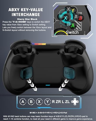 Joso Mobile Gaming Controller for iPad/iPhone/Tablet, Cloud Controller Remote Joystick for iOS/Android, Wireless Switch Controller with Macro Buttons/Hall-Rocker/Hall-Trigger - Starry Star Black - color: Starry Star Black
