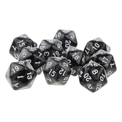 10PCS Polyhedral Dice - D20, 20mm Acrylic, 20 Sided Dice for RPG, MTG, DND, Table Games (Black) - color: Black