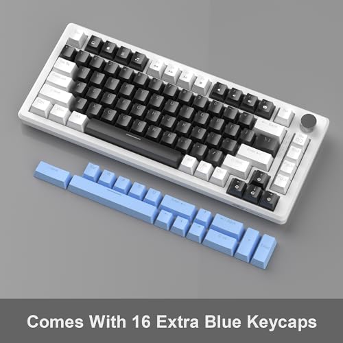 MageGee 75% Mechanical Gaming Keyboard, Compact Blue Backlit Wired Gaming Keyboards with Black Switches, EVA Foam, Knob Control, STAR75 Portable NKRO PC Gaming Keyboard - Black & Blue - color: Black & Blue - Black Switch