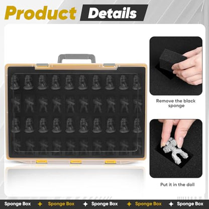 Miniature Storage Carrying Figure Case - 120 Slot Figurine Minature Carrying Case with 3 Foam Layer for Miniatures Compatible with 40k, DND & More (Yellow) - color: Yellow