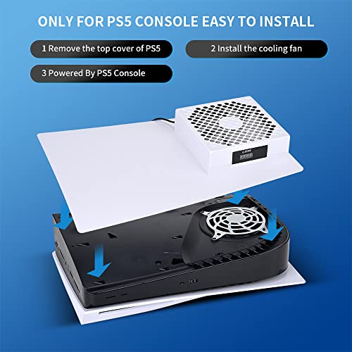 G-STORY Cooling Fan Only for PS5, Auto 3 Speed Adjust, Temp Display, RGB