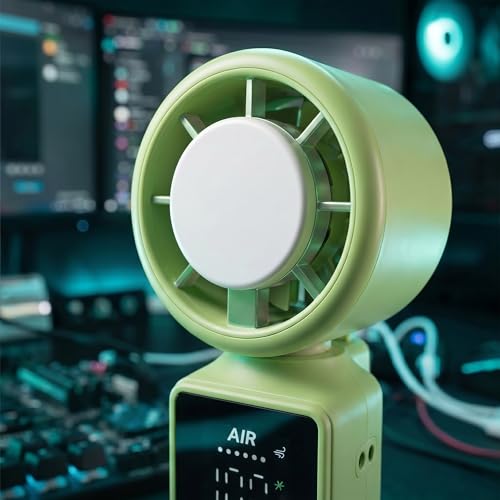 Portable Handheld Fan, 100-Speed Turbo Rechargeable Mini Fan | 3-in-1 Wearable Foldable Fan with Ice Compress Cooling. Ideal for Travel, Outdoor, Office. Compact & Long Battery Life. - color: Green