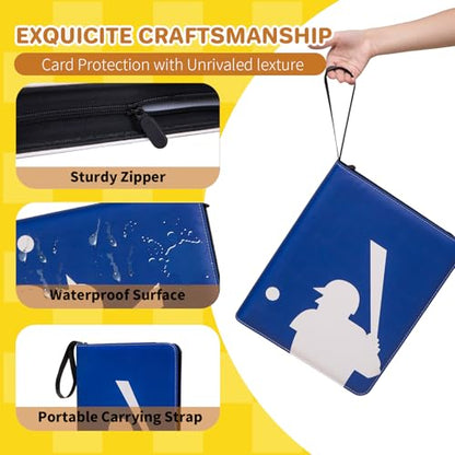 Baseball Card Binder, Sports Trading Card Binder 990 Pockets Card Holder Album with 55 Removable Sleeves, Double Sided Pocket Zipper Card Binder for MTC, TCG, Game Cards, Sports Cards