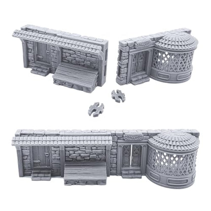 Terrace Shopfronts by Printable Scenery, 3D Printed Tabletop RPG Scenery and Wargame Terrain 28mm Miniatures