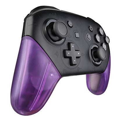 eXtremeRate Clear Atomic Purple Replacement Handle Grips for Nintendo Switch Pro Controller, DIY Hand Grip Shell for Nintendo Switch Pro - Controller NOT Included - color: Clear Atomic Purple