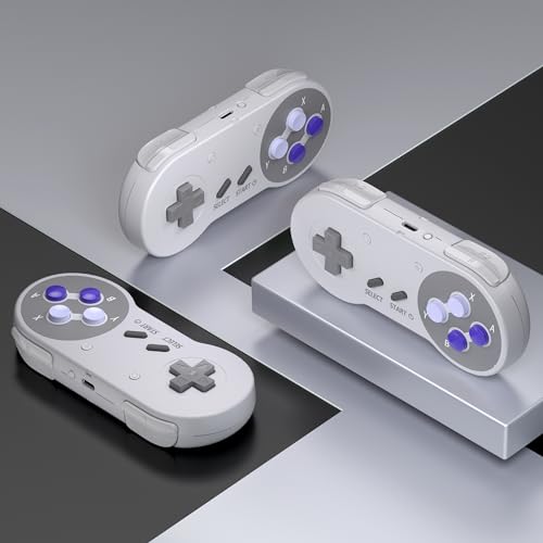 2.4 GHz Wireless SNES Switch Online Controller, USB Receiver, Compatible with Switch/Switch OLED, PC, Mac OS, Android, Steam Deck, Raspberry Pi (Rechargeable) (Plug and Play) (2 Pack) Purple - color: Wireless for Switch Purple